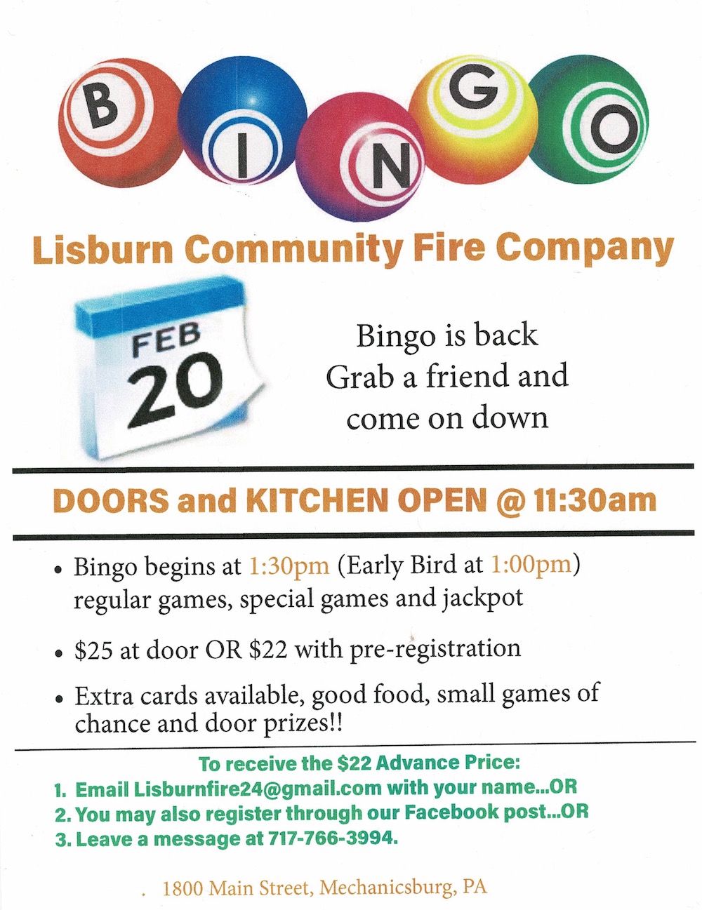 Bingo returns in February - Lisburn Community Fire Company